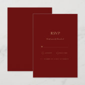 Elégant Script Gold & Deep Red RSVP Card (Devant / Derrière)