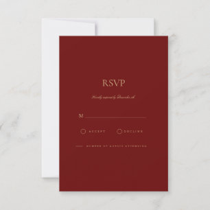 Elégant Script Gold & Deep Red RSVP Card
