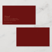 Elegant Script Gold & Deep Red Wedding Details Informatiekaartje (Voorkant / Achterkant)