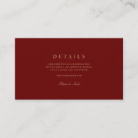 Elegant Script Gold & Deep Red Wedding Details