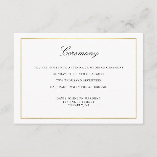 Elegant Script Gold en Border Enclosure Informatiekaartje (Voorkant)