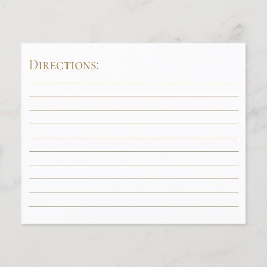 Élégant Script Gold Fête des mariées Recette Carte (Dos)