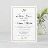 Elegant script gold foil bruiloft uitnodiging (Staand voorkant)