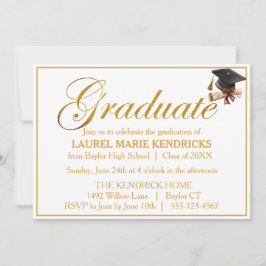 Elegant Script Gold Foil Graduation Party Kaart