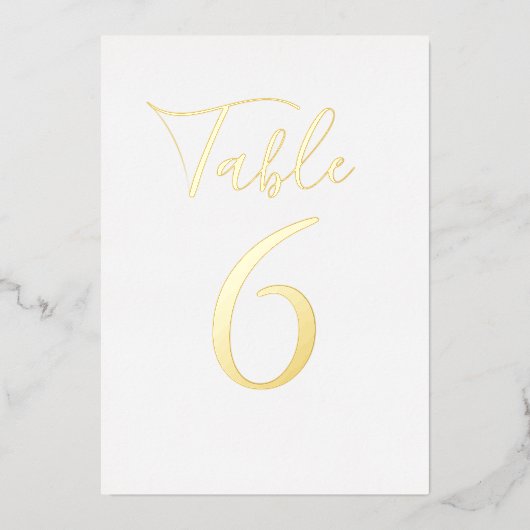 Élégant Script Gold Foil Numéros de table (Recto)