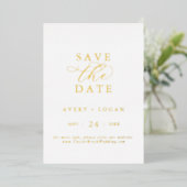 Elegant Script Gold Foil Sla de datum op Folie Uitnodiging (Staand Voorkant)