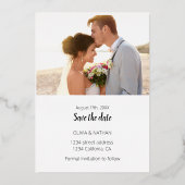 Elegant script gold folie save the date card folie uitnodiging (Achterkant)
