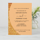 Elegant Script Gold Glitter Accent Bruiloft Kaart (Staand voorkant)
