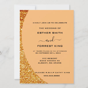 Elegant Script Gold Glitter Accent Bruiloft Kaart