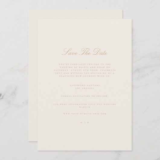 Elegant Script Gold & Ivory Sla de datum Kaart (Voorkant / Achterkant)