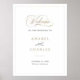 Élégant Script Gold Mariage moderne Affiche de bie