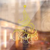 Elegant Script Gold Merry Christmas Tree Business Raamsticker (Vel 2)