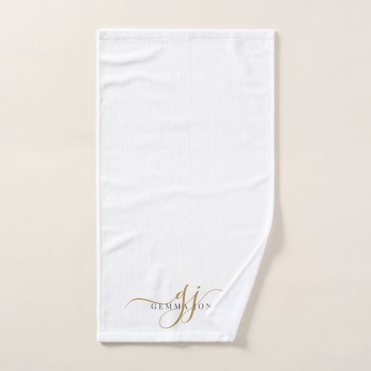 Elegant Script Gold Monogram Initialen Naam Bad Handdoek (Handdoek)