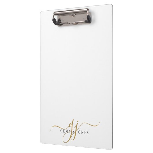 Elegant Script Gold Monogram Initialen Naam Klembord (Links)
