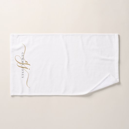 Élégant Script Gold Monogramme Initiales Nom (Serviette à main)