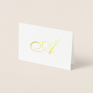 Élégant Script Gold Monogramme Merci Carte de note