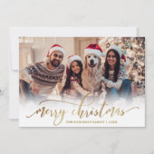 Elegant Script Gold Script Single Photo Christmas Feestdagenkaart (Voorkant)
