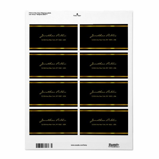 Elegant Script Gold Sjabloon Chic Verzendadres Etiket (Full Sheet)