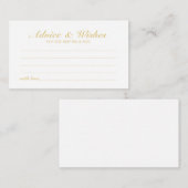 Elegant Script Gold Wedding Advice en wenst Kaart (Voorkant / Achterkant)