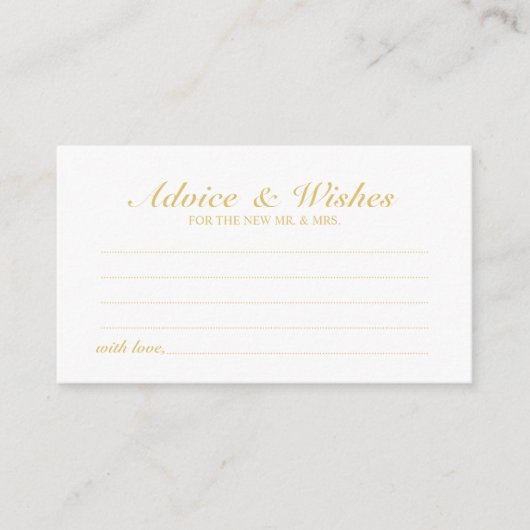 Elegant Script Gold Wedding Advice en wenst Kaart (Voorkant)