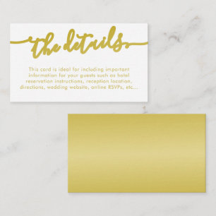 Elegant Script Gold Wedding Details Website Info Informatiekaartje