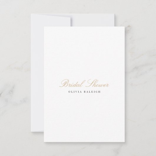 Élégant Script Gold White Bridal Shower Invitation (Devant)