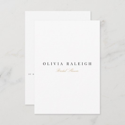 Élégant Script Gold White Bridal Shower Invitation (Devant / Derrière)