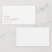Elegant Script Gold & White bruiloft details Informatiekaartje (Voorkant / Achterkant)