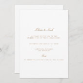 Élégant Script Gold & White Fiançailles Invitation (Devant / Derrière)
