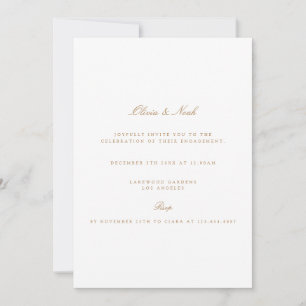 Élégant Script Gold & White Fiançailles Invitation