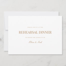 Elegant Script Gold & White Repetial Dinner Kaart
