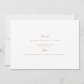 Elegant Script Gold & White Repetial Dinner Kaart (Achterkant)