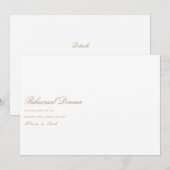 Elegant Script Gold & White Repetial Dinner Kaart (Voorkant / Achterkant)