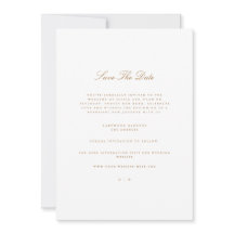 Elegant Script Gold & White Save The Date Kaart