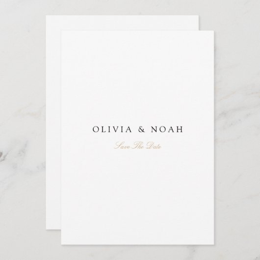 Elegant Script Gold & White Save The Date Kaart (Voorkant / Achterkant)
