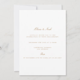 Elegant Script Gold & White Verloving Invitation Kaart