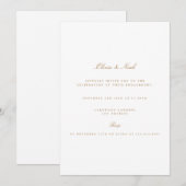 Elegant Script Gold & White Verloving Invitation Kaart (Voorkant / Achterkant)