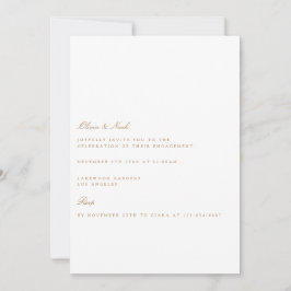 Elegant Script Gold & White Verloving Invitation Kaart