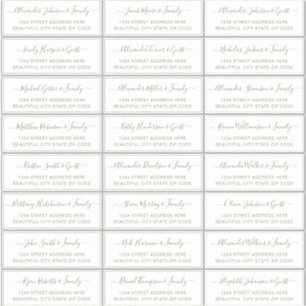 Elegant Script Gold White Wedding Guest Address Sticker