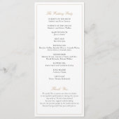 Elegant Script Goud Moderne Kalligrafie Bruiloft Programma (Achterkant)