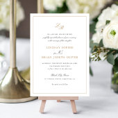 Elegant Script Goud Monogram Modern Bruiloft Kaart