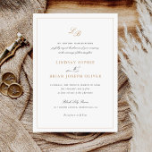 Elegant Script Goud Monogram Modern Bruiloft Kaart