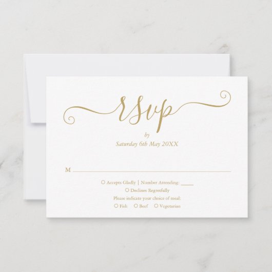 Elegant Script Goud RSVP Kaartje (Voorkant)