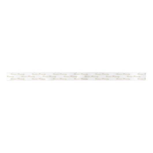 Elegant Script Goud Wit Gepersonaliseerde Naam Lint (Voorkant)