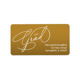 Elegant Script Gouden Afstudeer Retouradres Etiket