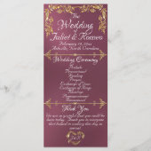 Elegant Script & Gouden Bladeren - Lavendel Weddin Programma (Voorkant)
