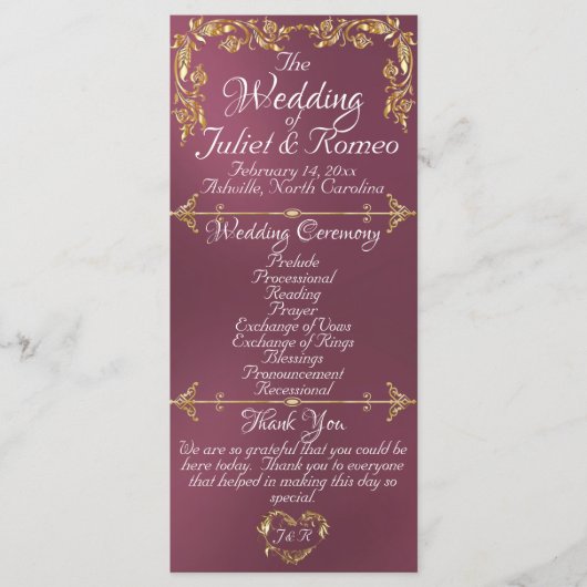 Elegant Script & Gouden Bladeren - Lavendel Weddin Programma (Voorkant)