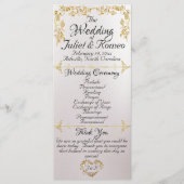 Elegant Script & Gouden Bladeren - Pearl White Wed Programma (Voorkant)