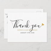 Elegant Script Gouden Hart Moderne Dankjewel Briefkaart (Voorkant / Achterkant)