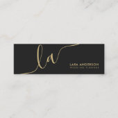 Elegant script gouden zwart moderne monogram initi mini visitekaartje (Voorkant)